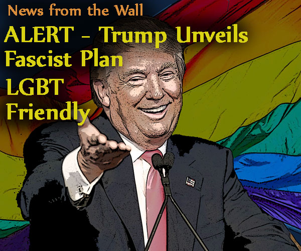 trump holds up gay flag mockingly